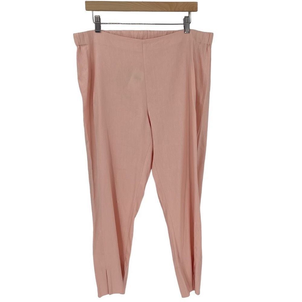 J. Jill Linen Stretch Pull On Elastic Waist Cropped Pants Women Large Pearl Pink